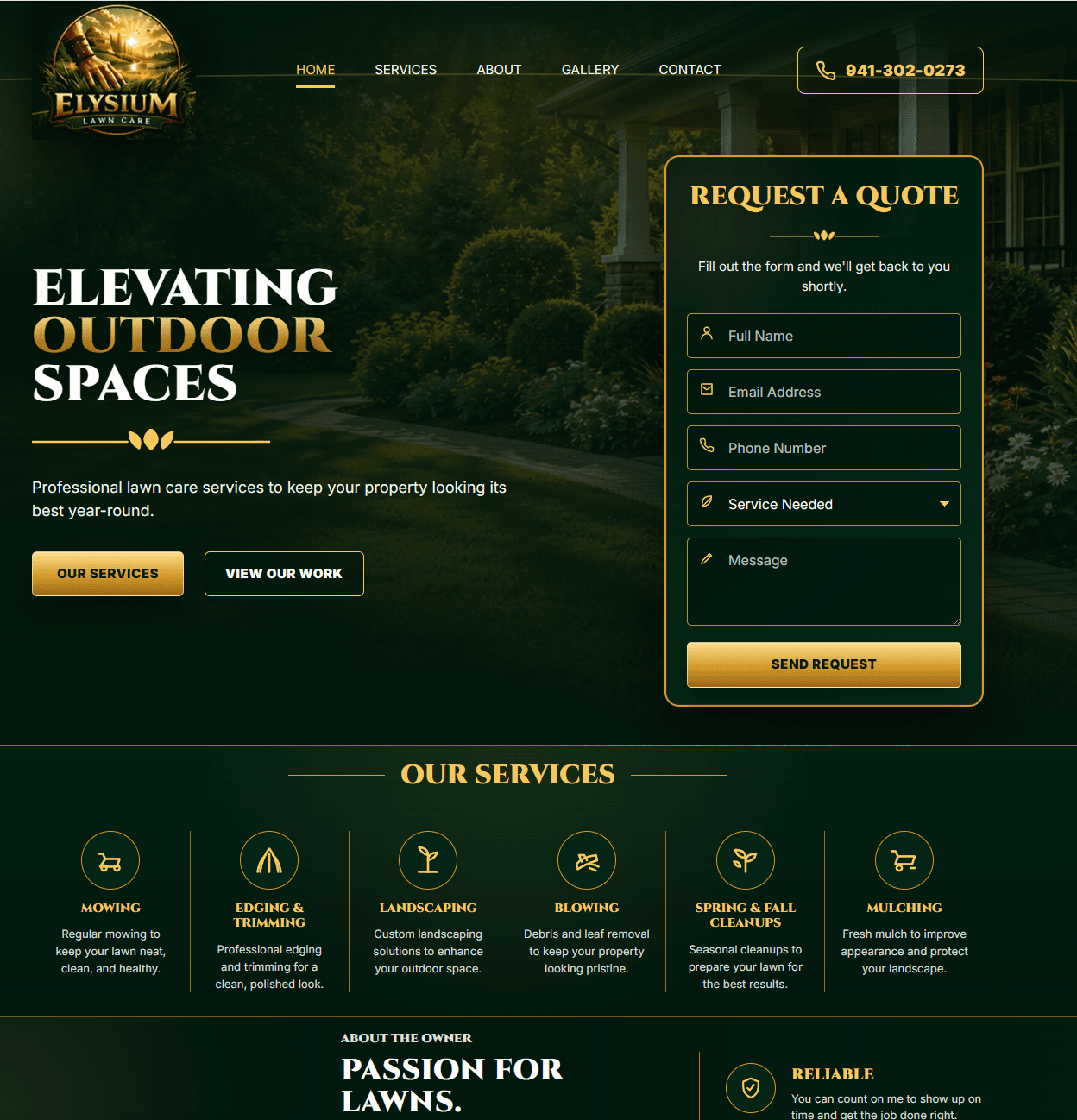 Elysium Lawn Care project screenshot